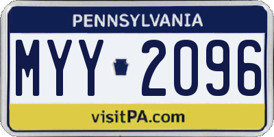 PA license plate MYY2096