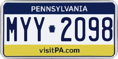 PA license plate MYY2098