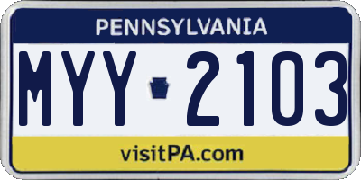 PA license plate MYY2103