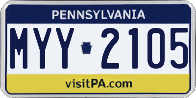 PA license plate MYY2105