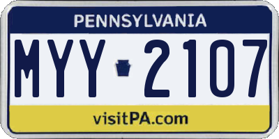 PA license plate MYY2107