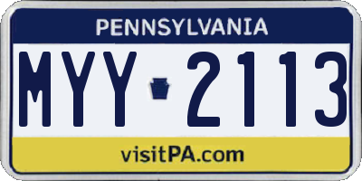 PA license plate MYY2113
