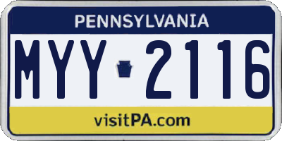 PA license plate MYY2116