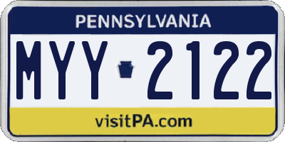 PA license plate MYY2122