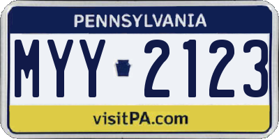 PA license plate MYY2123