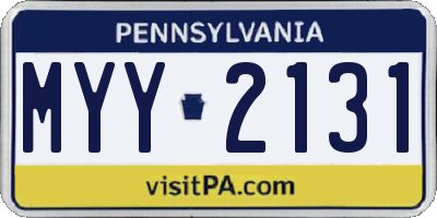 PA license plate MYY2131