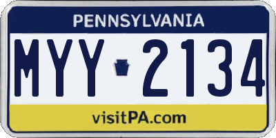 PA license plate MYY2134