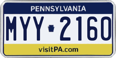 PA license plate MYY2160
