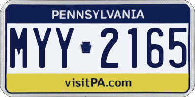 PA license plate MYY2165