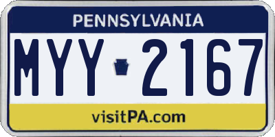PA license plate MYY2167