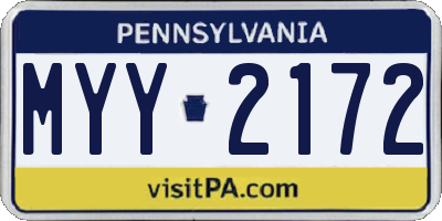 PA license plate MYY2172