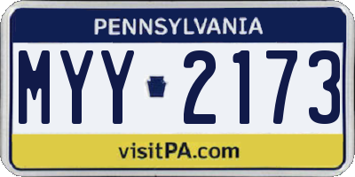 PA license plate MYY2173