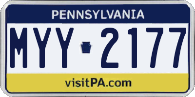 PA license plate MYY2177