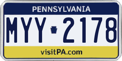 PA license plate MYY2178