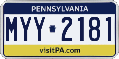 PA license plate MYY2181