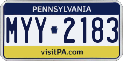 PA license plate MYY2183