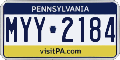 PA license plate MYY2184