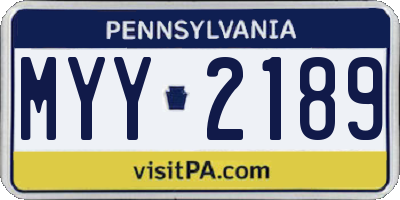 PA license plate MYY2189