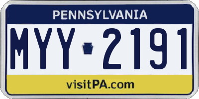 PA license plate MYY2191