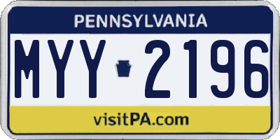 PA license plate MYY2196