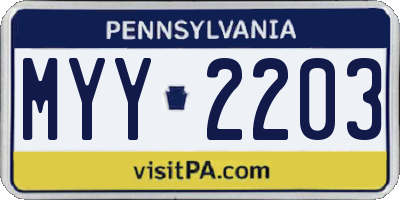 PA license plate MYY2203