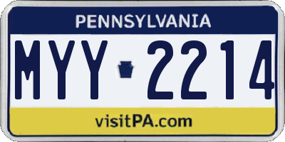PA license plate MYY2214