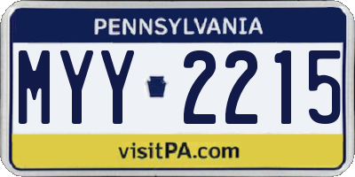 PA license plate MYY2215
