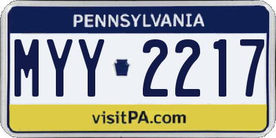 PA license plate MYY2217