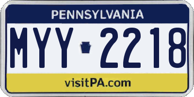PA license plate MYY2218