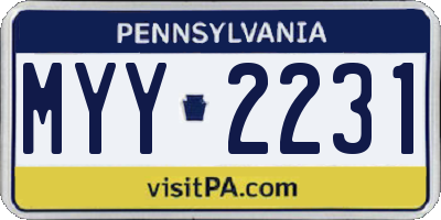 PA license plate MYY2231