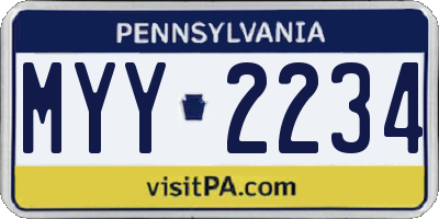 PA license plate MYY2234