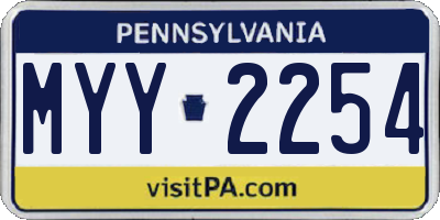 PA license plate MYY2254