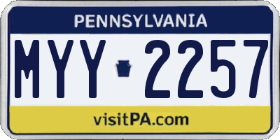 PA license plate MYY2257