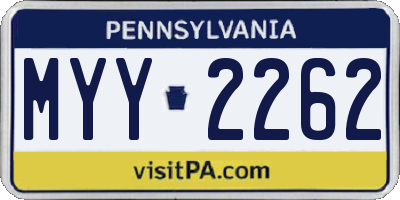 PA license plate MYY2262