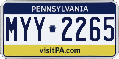 PA license plate MYY2265
