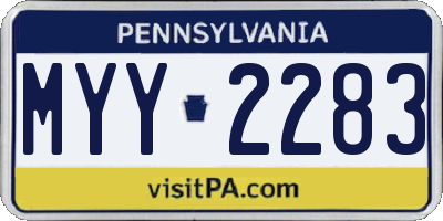 PA license plate MYY2283
