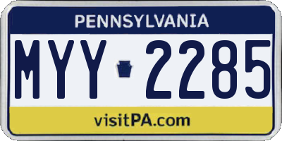 PA license plate MYY2285