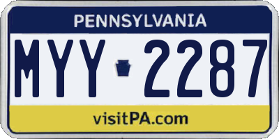 PA license plate MYY2287