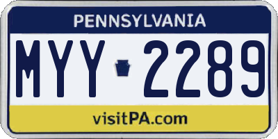 PA license plate MYY2289