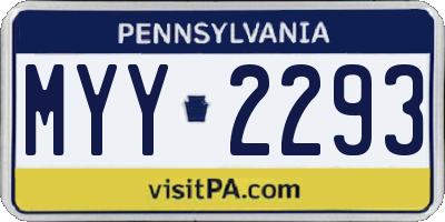 PA license plate MYY2293