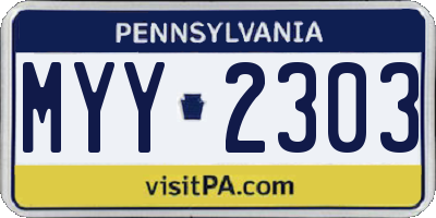PA license plate MYY2303
