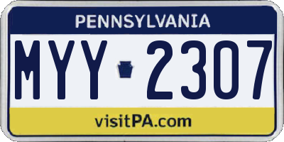 PA license plate MYY2307