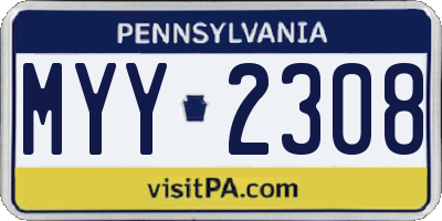 PA license plate MYY2308