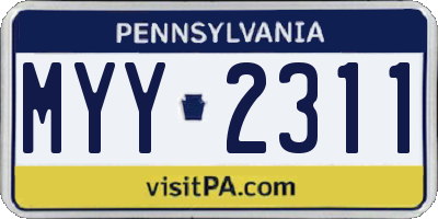 PA license plate MYY2311