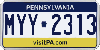 PA license plate MYY2313