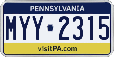PA license plate MYY2315