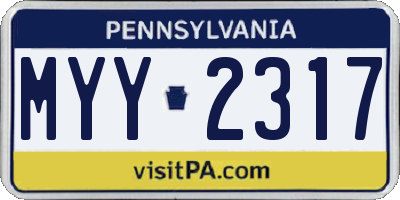 PA license plate MYY2317