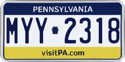 PA license plate MYY2318
