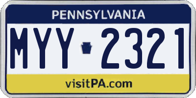 PA license plate MYY2321