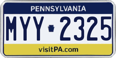 PA license plate MYY2325